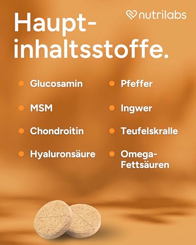 NutriLabs Canicox-HD Gelenktabletten für Hunde 140 Stk. - mit MSM, Chondroitin, Hyaluronsäure, Glucosamin & Teufelskralle - Gesundheitsprodukte für Hunde - Nahrungsergänzungsmittel Hund