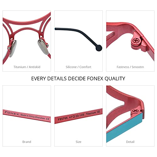 Image of FONEX Colorful Pure Titanium Glasses Frame Women Retro Round Eyeglasses