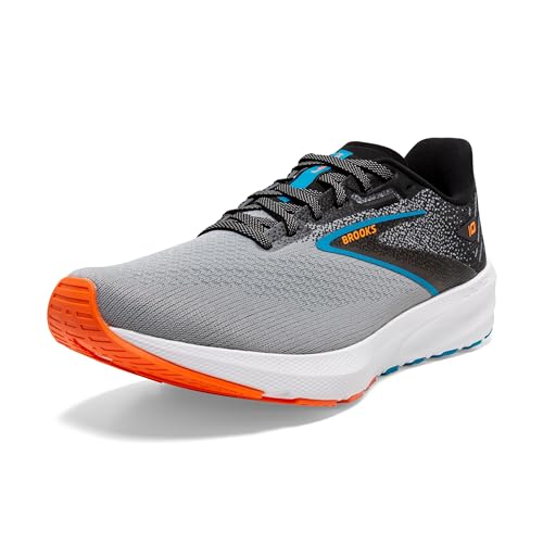 Brooks Herren Launch 10 Sneaker, Black Grey Orange Clown Fish, 46.5 EU