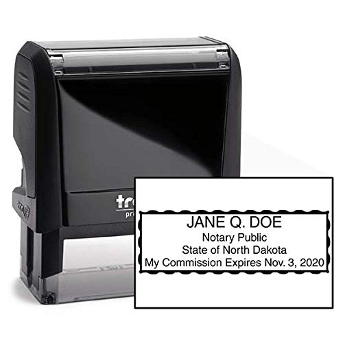 North Dakota Personalized Rectangular Self-Inking Notary Stamp | Official Custom State Notary Stamp | Official Seals | Meets State Government