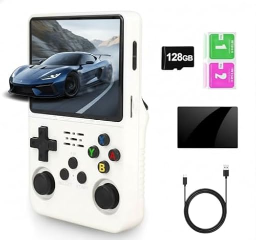 Consola de juegos retro R36S, pantalla IPS de 3,5", 128 GB, más de 20.000 juegos preinstalados, sistema de código abierto basado en Linux/ArkOS, doble joystick, batería 3500mAh, versión transparente | Ya disponible en tu tienda friki favorita! En mundofriki.es!