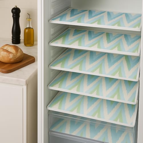 Image of WWW.THROWPILLOW.IN 450+ L Double Door Fridge Main Glass Tray Mats Set of 3 High GSM Non-Plastic Aqua Blue Fabric Liners for Refrigerator Trays | Scratch-Resistant, Machine Washable, Durable