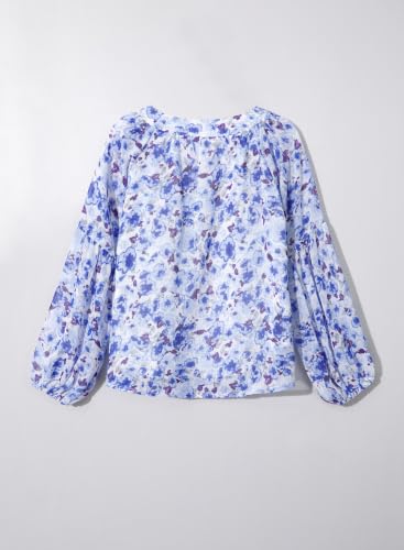 Image of blibean Girls Flower Bell Long Sleeve Blouse Fall Floral Shirts 4-15 Years