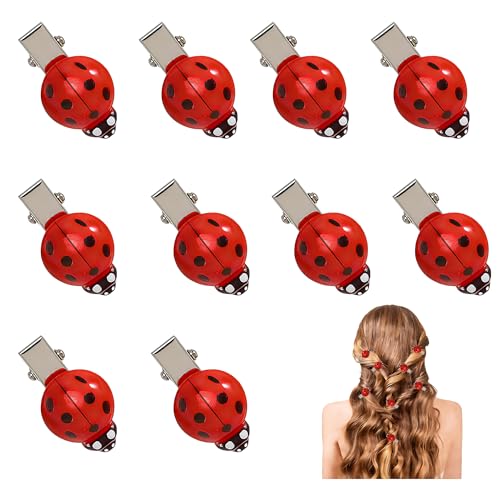 10PCS Ladybug Hair Clips Mini Lady Bug Accessories Perfect for Girls and Women Ladybug Jewelry Polka Dot Hair Clips Ldeal Birthday Gift for a Girl and Girlfriend (red)