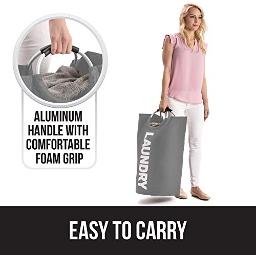 Gorilla Grip Large Laundry Basket, Collapsible Fabric Hamper, Padded Handles, Tall Foldable Clothes Baskets, Durable Linen Bins, Easy Carry Bags, Hampers For Kids Bedroom, College Dorms, 82L, Gray #TOP3