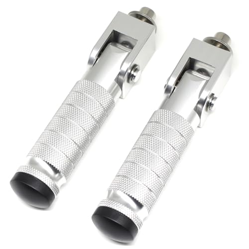 Image of Silver Motorcycle Bicycle Folding Foot Pegs 90 Degree Foldable Electric Motorbike Ebike For Super73 S2 /ZX /RX /R /S Passenger Footrests Rearsets Rear Set Footpegs foot Rest Pedals M8 Install Bolts