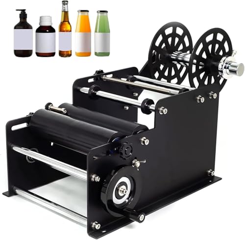 Étiqueteuse manuelle de bouteilles semi-automatique réglable pour flacons de 15 à 120 mm