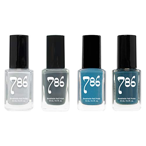 786 Cosmetics Nail Polish Set - Vegan, Cruelty-Free, Halal Nail Polish, 4 Full Sized Nail Polishes (Blue/Grey Set)