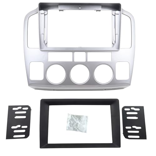 DKMUS Double Din Dash Radio Trim Kit for Suzuki Grand Vitara XL-7 2001-2006 Installation Bezel 9 Inches (Silver)