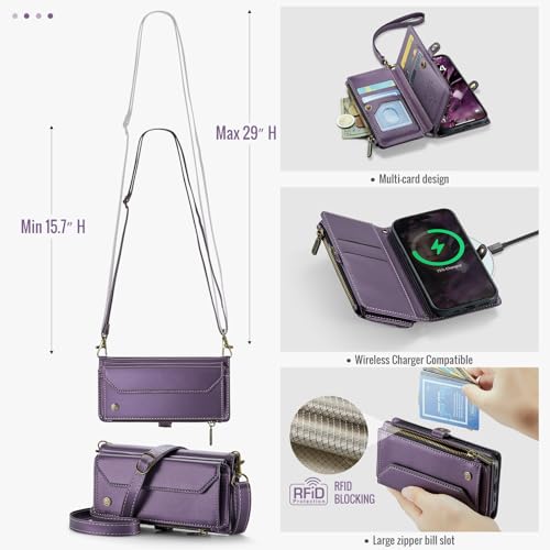 Étui à rabat rétro iPhone 16 violet avec porte-cartes, béquille et RFID - 3