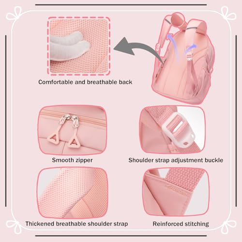 Mildame Girls Backpack Set, Kids School Backpack for Girls, Large Capacity Bookbag for Elementary Primary School, Cute Teens Travel Bag, Black4