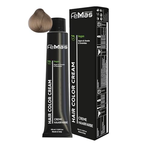 FemMas Haarfarbe Hell Lichtblond Ultra Intensiv 10.00 I Creme Haarfarbe mit Arganöl, Keratin & Ceramiden I Als dauerhafte Haarfärbung für strahlende, haltbare Farbergebnisse 100 ml