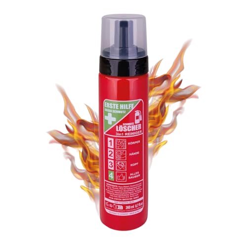 Gel douche et shampoing 3 en 1 Accentra EXTINCTEUR DE SALETÉ dans un flacon de type extincteur, 260 ml de « mousse extinctrice » pour le corps, les mains et les cheveux en forme de camion de pompiers