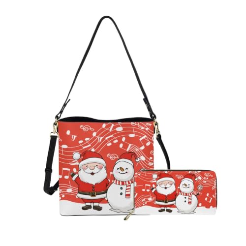 Image of HUGS IDEA Leather Purses and Handbag for Women Bucket Bag with Wrist Wallet 2 Packs