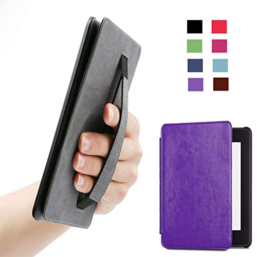 ISeeSee All-new Kindle Paperwhite Water-Safe Fabric Cover (10th Generation-2018),Holding Case PU Leather E-Reader Smart Cover with Auto Sleep/Wake for Amazon All-New Kindle Paperwhite 2018 Purple