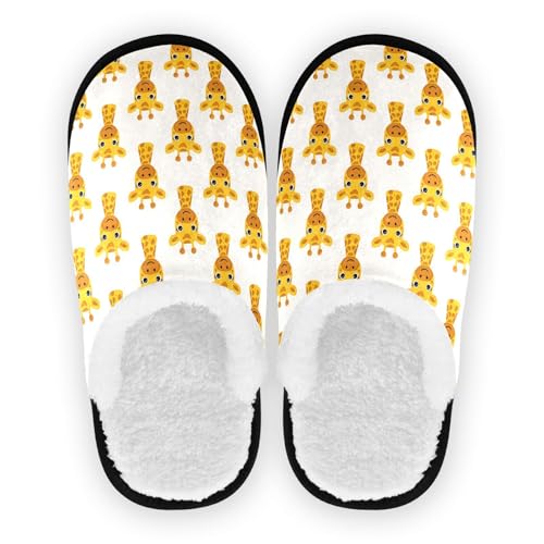 Women's Men's Fuzzy Slippers Cozy House Shoes Travel Warm Giraffe Slippers