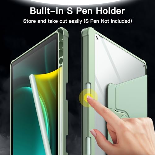 JETech Rotating Case for Samsung Galaxy Tab S10 Lite / S10 FE / S9 FE 10.9-Inch / S9 11-Inch with S Pen Holder, 360 Degree Rotation Protective Stand Cover Clear Back, Auto Wake/Sleep (Mint)