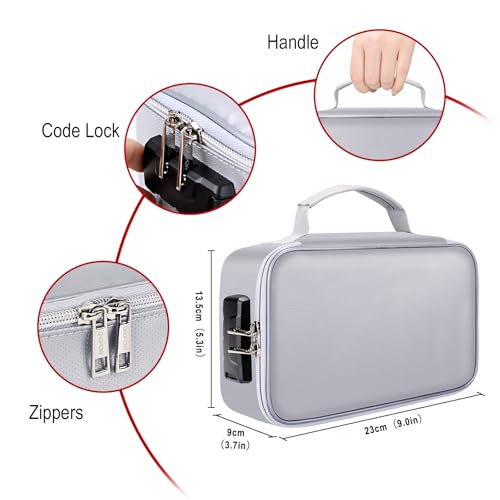 ENGPOW Small Fireproof Storage Organizer Case with Lock(9”x 5.3”x 3.7”), Soft Money Safe Coin Organizer Wallet Bag for Cash,Card,Passport,Check,Bill,Travel Home Organizer Carrying Case,Silver - Image 6