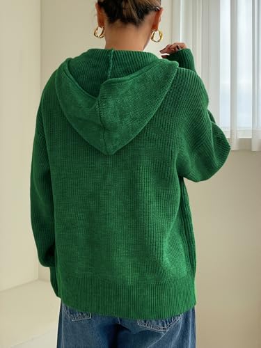 Image of SOLY HUX Zip Up Cardigan for Women Hooded Cardigan Sweater Knitted Drop Shoulder Fall Clothes Winter Hoodies Outerwear