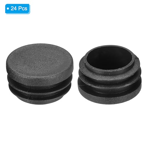 Image of PATIKIL 1-3 /16 inch Plastic Tubing End Caps, 24Pcs Round Hole Plug Insert for Round Iron Pipe Chair Leg Table Bookshelves Furniture, Black
