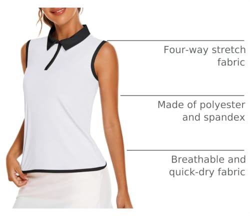 Image of COOrun Women's Golf Polo T Shirts Lightweight Moisture Wicking Sleeveless Shirt Quick Dry Zipper Tank Top