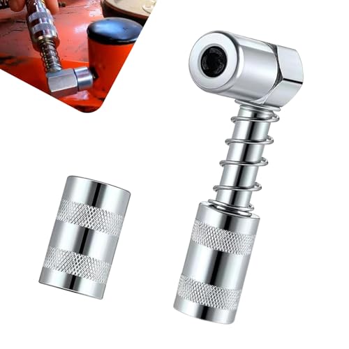 Zikefest 90 Degree Grease Gun Coupler Adapter, Grease Gun Tips, Grease Gun Fittings, 3 Jaw Angle Swivel Snap Right Fitting Tool, for Car Farm Truck Industrial Use