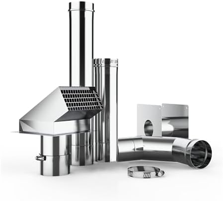 CAMPLUX 3" Horizontal Stainless Steel Vent Pipe Kit with Termination Hood for Indoor Gas Tankless Water Heater