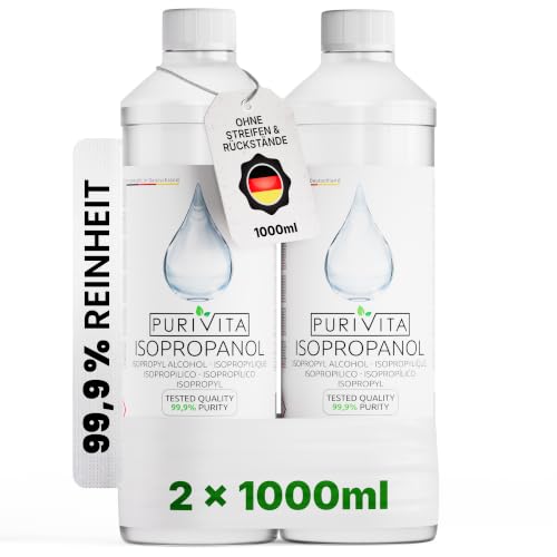 PURIVITA® Isopropanol 99,9% Reinigungsalkohol Isopropylalkohol, 2x1L