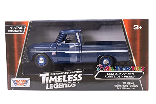 1966 Chevy C10 Fleetside Pickup Truck, Dark Blue - Motormax 73355 - 1/24 Scale Diecast Model Toy Car, Unisex-Children #TOP5