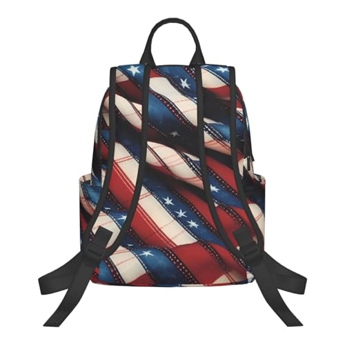 American Flag Patchwork Print Outdoor Backpack Simple Casual Travel Daypack Waterproof Packable Large Capacity3