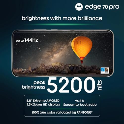 Image of Motorola Edge 70 Pro 5G (Tailored Fabric - Pantone Titan Blue, 8GB RAM, 256GB Storage) | MediaTek Dimensity 8500 Extreme Processor | 50MP + 50MP Dual Rear Camera |50MP Front Camera|6.8-inch Display|