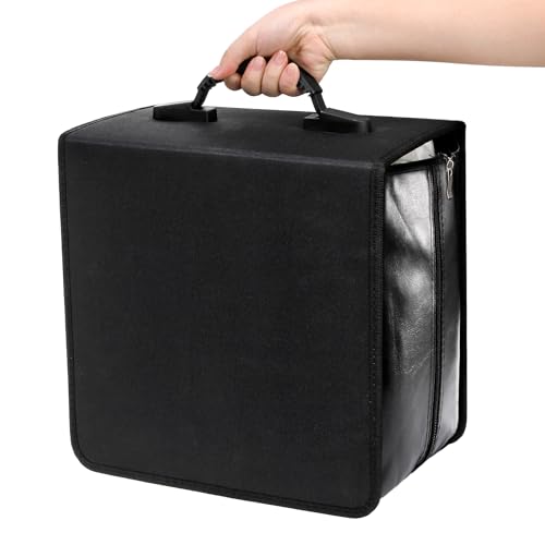 Acshio CD DVD Case Holder, 520 Capacity CD Binder DVD Storage Holder with Zipper, Portable Large Card Media Wallet Storage Booklet Album Box for Home Office Travel Car