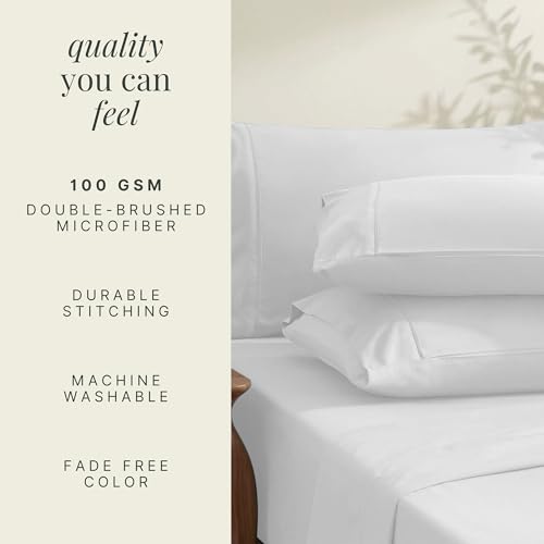 Image of Hearth & Harbor Extra Deep Pocket Sheets - Fits Mattress 18-24 Inches Deep - Extra Deep Pocket California King Size - 6 Piece Cal King Sheets - Cal King, White