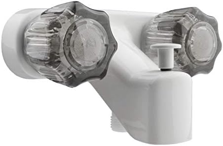 Dura Faucet DF-SA110S-WT RV Tub & Shower Faucet Valve Diverter with Smoked Acrylic Knobs (White)