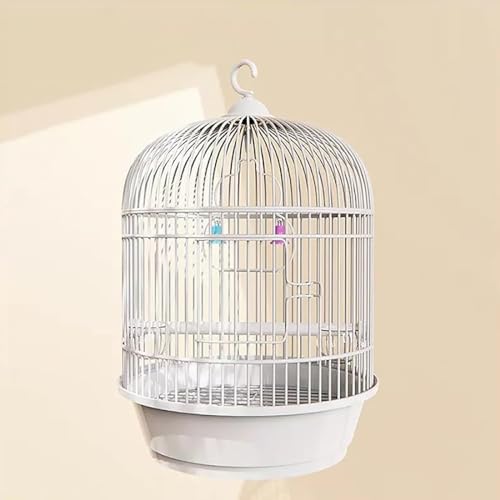 CokBluオカメインコ・セキセイインコ・文鳥用 丸型鳥ケージ バードケージ セット エサ入れ 2 個付き ハンドル付き 小さいサイズ 省スペース おしゃれ 御洒落 インテリア向き 持ち運び・移動便利 お手入れかんたん とりかご