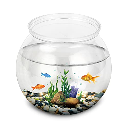 ULTECHNOVO Mini Fish Bowl for Decoration 2Pcs Clear Goldfish Tank Household Fish Tank Clear Plastic Jar Vase for Aquarium Goldfish Flower Plant Pot Decoration