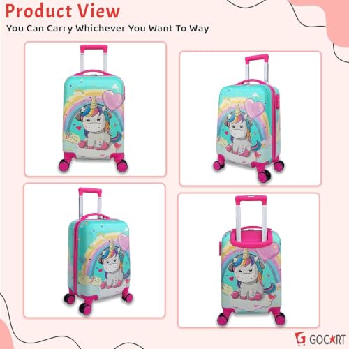 Image of GOCART WITH G LOGO Polycarbonate 360A Rotating Wheels with Carry Handle Kids Trolley Luggage Bag (Blue) (Medium)