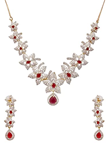 Image of Crunchy Fashion Jewellery Set for Women AD /American Diamond Necklace Set for Women and Girls.