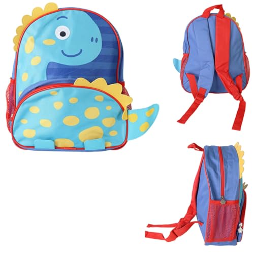 Mochila Infantil Com Alças de Dinossauro Azul Para Criança Juvenil Escola Passeio Escolar Material Leve, Bolsos Frontais e Laterais Resistente