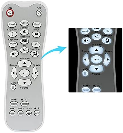 Remote Control for Optoma Projector HD26 GT1080 GT1070X HD141X DH1008 HD37 HDF536 HDF537ST HD200D EH200ST (with Backlignt)