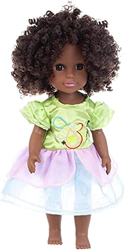 HaoLi 35cm lebensechte Reborn Baby Boy Girl Puppe Afroamerikaner Neugeborenes Weiches Vinyl Puppe,Blattrock 35cm… – Bild 6