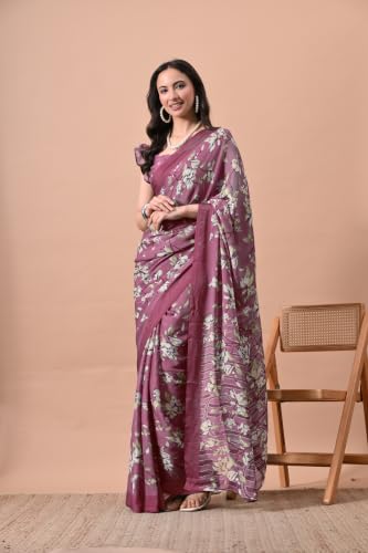 Image of MIRCHI FASHION Women Saree | Chiffon Chevron Zig Zag Printed Office Wear Sari with Blouse