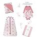 HonestBaby Knit Stroller Blanket with Trim Detail and Baby Hat 100% Organic Cotton for Infant Boys, Girls, Sketchy Floral Pink (2-Pack), One Size