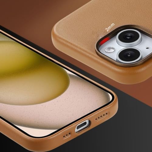 Coque magnétique iPhone 17 rouge protégeant l'objectif des chocs en cuir - 6