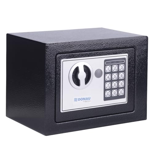 DONAU TECH Digitaler Mini Tresor 4,6L / 23 x 17 x 17 cm/Manuell-digitaler Elektronischer Safe Klein Möbeltresor/mit Digitaler Passwort & 2 Sicherheitsschlüssel Tresor/Schwarz