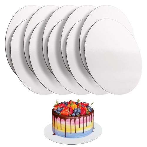 Base de Pastel Redonda,10 Unidades de Tablas para Tartas, Bases Redondas para Tartas, 20 cm Tablas para Tartas Blancas, para Transportar Tartas y Bases para Tartas