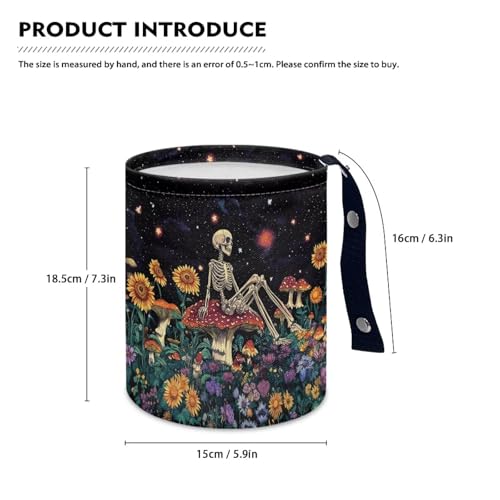 Image of Skull Mushroom Floral Car Trash Can Collapsible Trash Can Rubbish Bin Garbage Bin Decoration Car Interior Easy to Clean for Car SUV Trucks