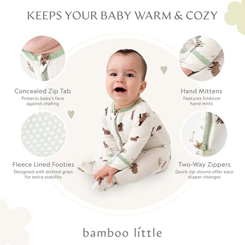 Image of Bamboo Little Soft Baby Footie Pajamas, Baby Clothes, Newborn Sleepers, 95% Viscose and 5% Spandex, 0-24 Months