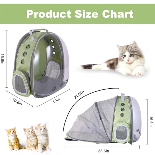 EMUQUD Mochila para Transporte de Gatos, Mochila Expansível Transparente para Animais de Estimação p