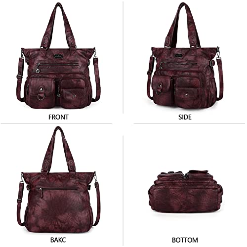 Image of Angelkiss Purses Handbags for Women PU Tote Satchel Bags for Women Pockets Shoulder Bags | PU